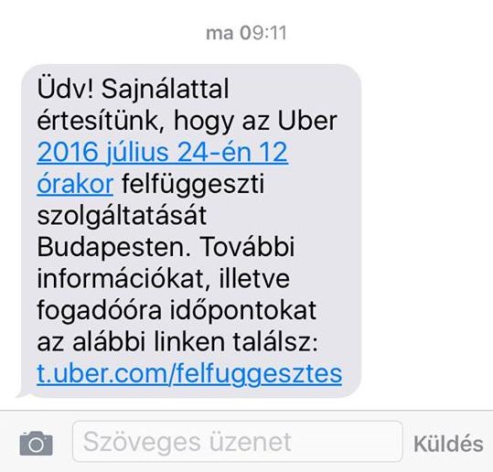 Ennyi volt!  Felfüggeszti az Uber a tevékenységét Budapesten.